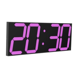 CHKOSDA LED Large Digital Wall Clock, Oversize Wall Clock with 6” Numbers, Remote Control Count up/Countdown Timer Clock, Auto Dimmer, Big Calendar and Thermometer(Purple)
