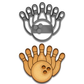 Bowling Strike Cookie Cutter & Stamp (4x3.38") - Fun Bowling Pin & Ball Design (Random Color)