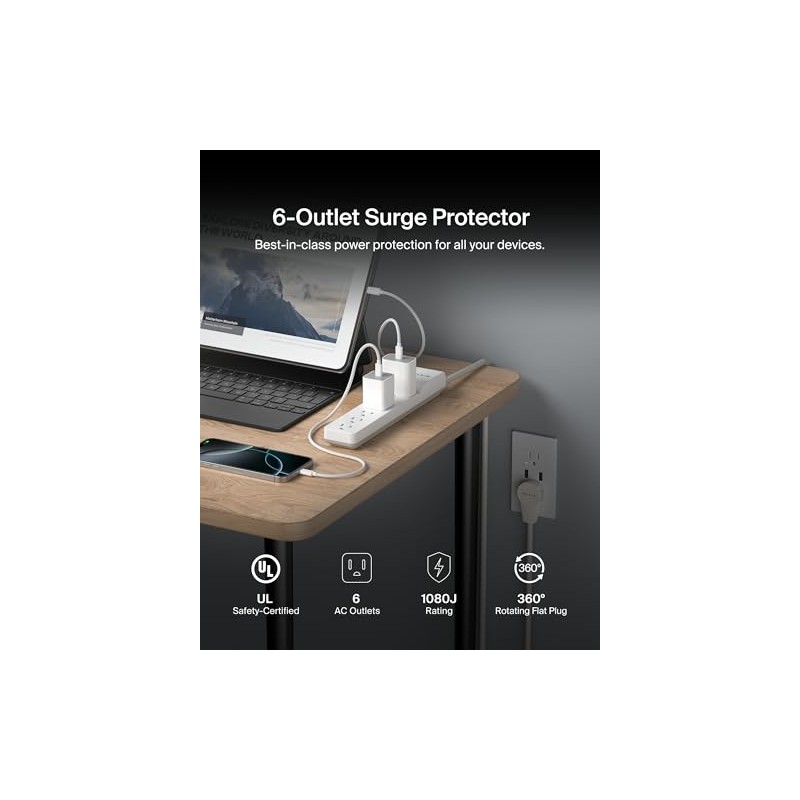 Belkin BE106000-06R Protectores de Sobretensiones de 6 Salidas, Blanco