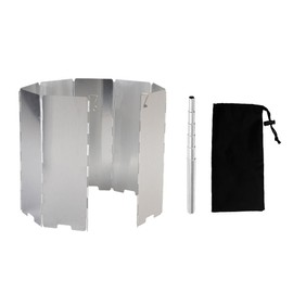 Anlising Foldable Aluminium Wind Protection, Windscreen for Camping Stove with 16 Plates, Foldable Wind Protection, Send 1 Telescopic Blow Tube, Aluminium Wind Protection for Camping Stove for