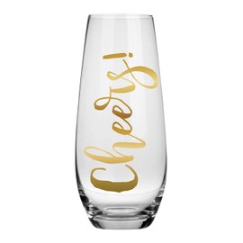 Creative Brands Slant Collections Stemless Champagne Glass, 10-Ounce, Cheers