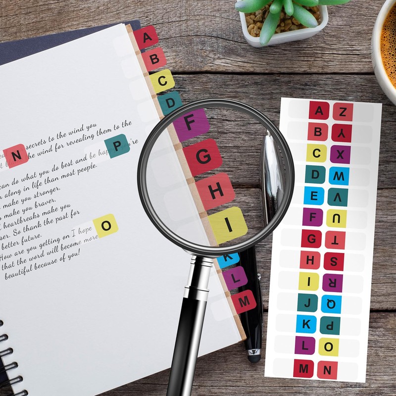 OIIKI 364PCS Alphabet Tabs, Colorful/White A to Z 26 Letters