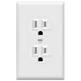 ENERLITES Duplex Receptacle Outlets and Wall Plates Bundle, Tamper-Resistant Electrical Receptacle, 15A 125V, Self-Grounding, 2-Pole, UL Listed, 61580-TR-WWP, White