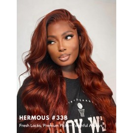 HERMOUS Double Drawn Reddish Brown Bundles 18 Inch Body Wave Human Hair, 13A Copper Red Auburn Colored #33B 100% Raw Human Hair Soft and Thick Shed Free Single Wavy Bundles Quick Weave Sew In