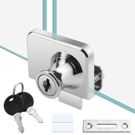 TOVOT Glass Cabinet Locks with Same Keys Double Opening Glass-Door Locks for Display Cabinet Showcase (1, Silver)