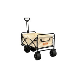 Collapsible Foldable, Beach Cart Large Capacity, Folding Wagon Portable, Collapsible Wagon for Sports, Camping (Beige)