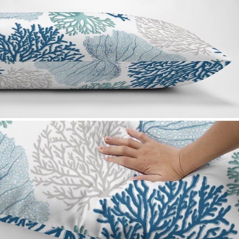 Nautical Blue Coral Body Pillow Cover Pillowcase with Zipper