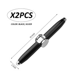 2 Pieces Fingertip Gyro Pen Fountain Pen Spinner Glow Pen Adhs Pen Magnetic Fidget Pen Finger Gyro Spinner Multifunctional Gyro Pen