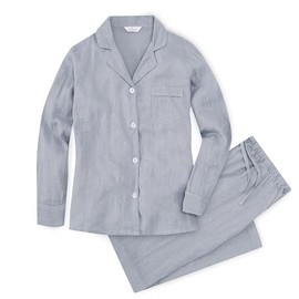 Noble Mount Womens Linen Pajama Set for Summer - Soft Grey - X-Large