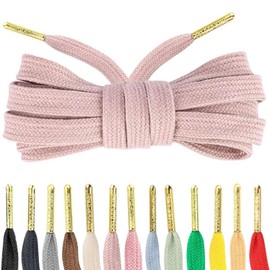 Loop King Shoe Laces- Premium Flat Cotton Laces for Sneakers with Gold Tips - Perfect for Athletic Adults and Kid, Mocha Pink, 5-6 Eyelets / 90cm / 36"