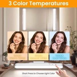 YLXS 2 Pack Wireless Makeup Light Bar, Rechargeable Vanity Lights for Mirror with 3 Color Modes, Bathroom Magnetic Stick on Mirror Light, Gift for Women