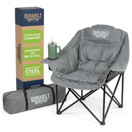 DuraBilt Oversized XL Heavy Duty Chair – Wide Folding Camp Chair for Adults, Portable for Sports, Baseball, Camping, Outdoor Adventures, 400lbs Support, Comfortable Padding & Head Rest, Cup Holder