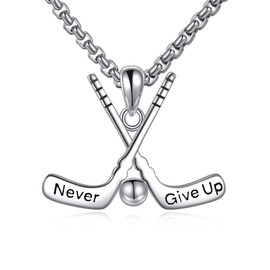 YFN Sports Necklace Sterling Silver Never Give Up I Can Do All Things Pendant Jewellery Sports Gifts for Women Men Boys Girls, Sterling Silver, No Gemstone
