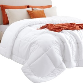 Bedsure Comforters Cal King Size - Duvet Insert Contrast GentleSoft™ Down Alternative Comforter Quilted All Season Duvet with 8 Tabs, Machine Washable, Gifts for Women, White, Cal King 96 x 102 Inches