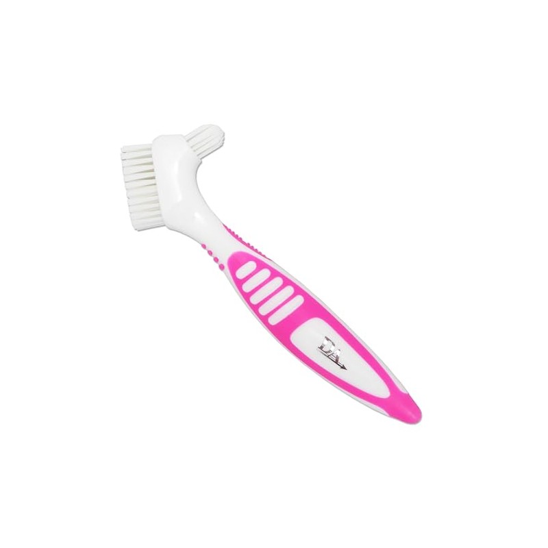 Denture Brush ~ Rubber Grips, Easy Hold Handle, Double Bristle