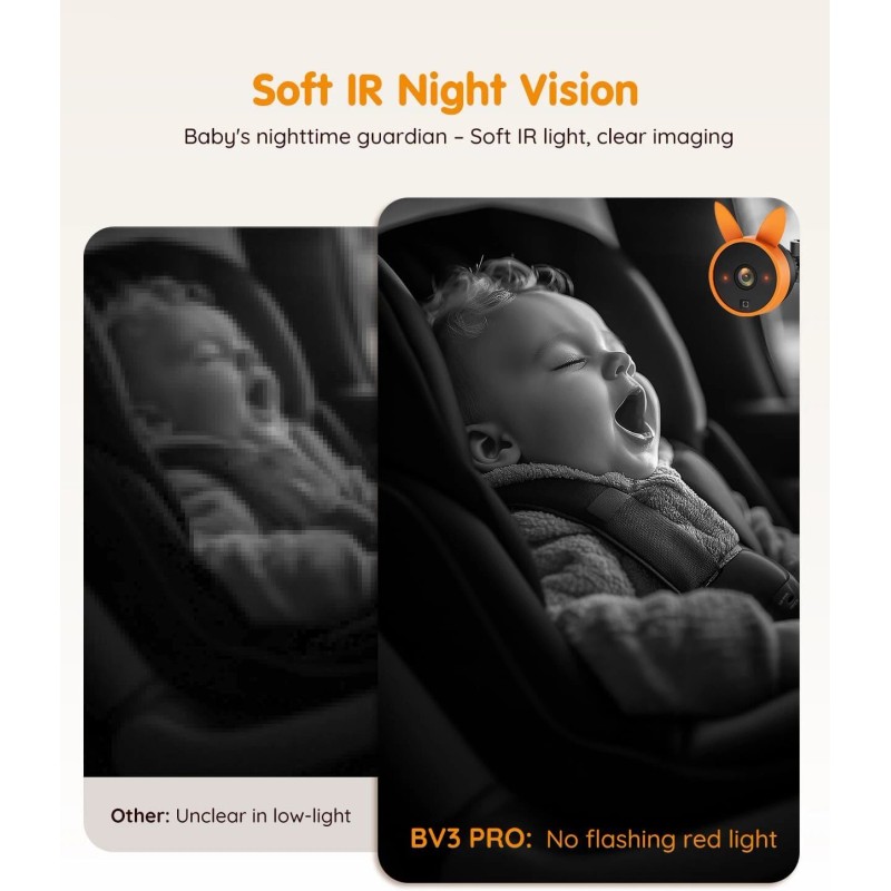 Babyvue Baby Car Dual Cameras 7.2" 1080P HD Display Split-Screen