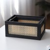 HODAKJUE Wood Baskets, Rattan Storage Baskets for Organizing, Black, Set