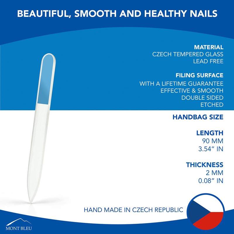 Mont Bleu Coloured Glass Nail File, in Black Velvet Case,