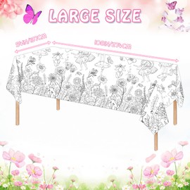 Butterfly Giant Colouring Table Cloth for Kids,137 * 274cm Spring Butterfly Colouring Poster Tablecloth Colouring Books Table Cover for Girls Boys School Party Poster Educational Doodle Activity Game