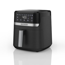 BLACK+DECKER Purify 4QT Air Fryer, Timer with Auto Shut-off and Shake Reminder, Digital LED Touchscreen and 9 Presets, 1300W up to 400 F, Dishwasher Safe Parts