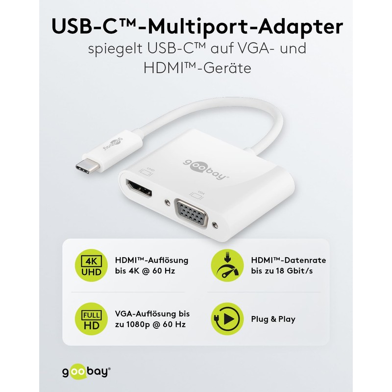 goobay 52430 Multiport Adapter USB-C to HDMI + VGA -