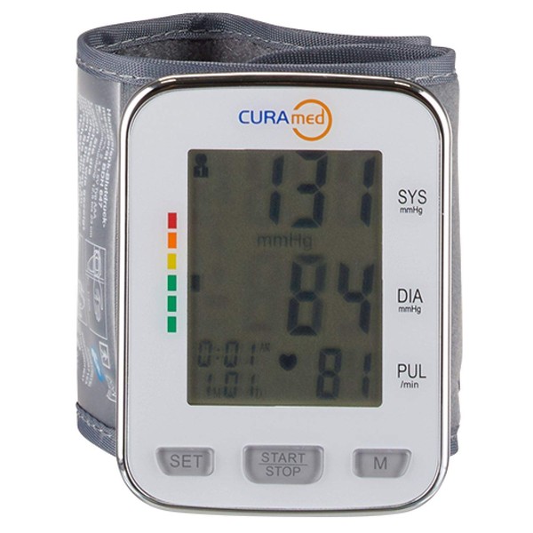 CURAmed Wrist Blood Pressure Monitor Fully Automatic Oscillometric Measuring Method - Heart Rhythm Warning