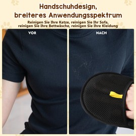 Yanlin 2 x static removal gloves, fur magnet, pet hair remover glove, dog hair cat hair glove, pet grooming gloves for pets, smooth and healthy fur, for clothes, sofas, bed sheet