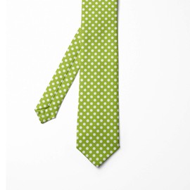 Ambesonne Necktie, Polka Dots in Retro Style, 3.7", Lime Green White