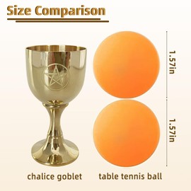 Tirmanaz Goblet, Small Gold Chalice, Pentagram Chalice Cup, 3 Inch Height Brass Holy Grail Cup Witch Ceremonial Goblet for Ritual, Altar, Divination Wiccan Magic Spiritual Tools