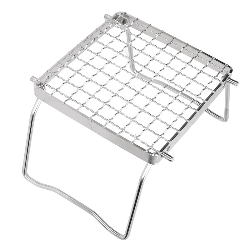 Portable Campfire Grill Silver Mini Folding Grill Rack Stainless Steel