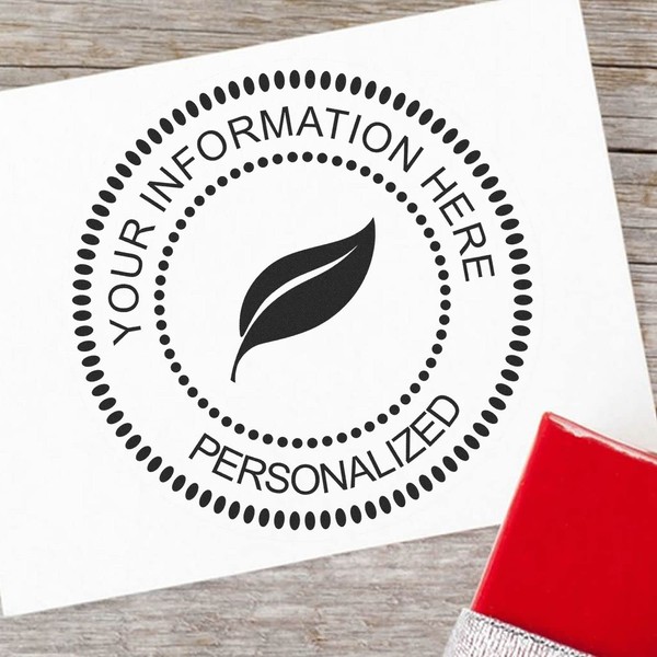 Personal Library Stamp, Leaf Round Address Rubber Stamp, Round Imprint,