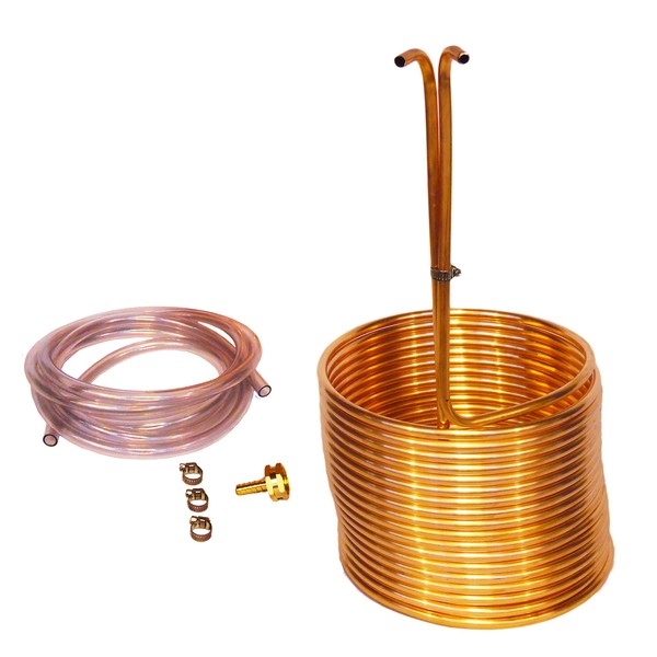 HomeBrewStuff Copper Immersion Wort Chiller 50' X 3/8" w/Vinyl Hoses