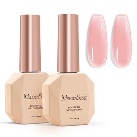 MelodySusie 2PCS 15ML Gray Pink Builder Nail Base Gel for Nails Thickening,Soak Off UV Extension Gel,Rhinestone Glue in a Bottle for Nail Art Design Gift for Women DIY Manicure at Home 027 * 2
