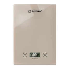 alpina Digital Kitchen Scales in g, lb, oz and ml, Precision Scale with Tare Function, Kitchen Accessories, 22 x 15.5 cm, Beige