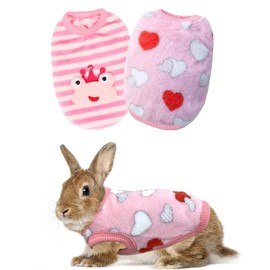 Qiansail 2Pcs Puppy Clothes Dog Sweater Cat Warm Winter Outfit Bunny Costume Vest Flannel Pet Apparel for Small Animals (Frog, Love, XS)