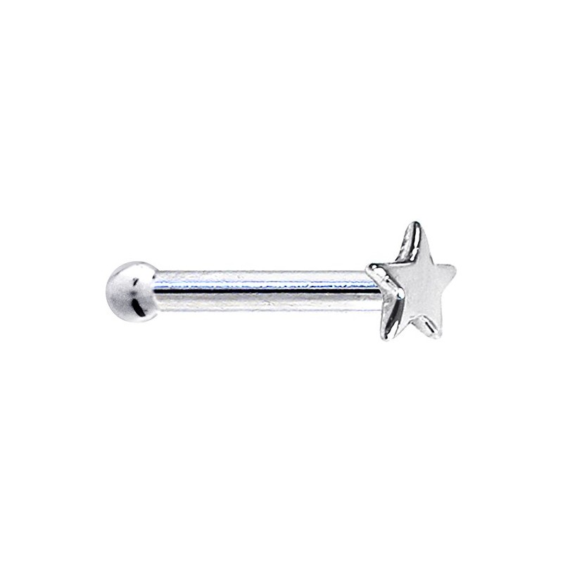 Solid 14k White Gold Star Nose Stud Bone 20 Gauge