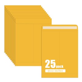 slapaflife 25 Pack Manilla Envelopes 9 x 12, Brown, Letter Size, Self-Seal Manila Large Envelopes for Office Business, Home, Organize, storage