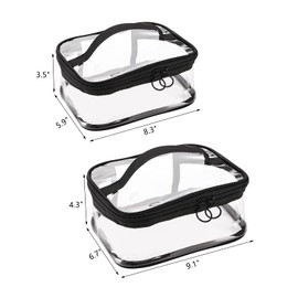 Peohud 4 Pack Portable Clear Makeup Bags with Zipper, Waterproof Cosmetics Bags, Transparent Travel Storage Pouch Toiletry Bag Organizer with Handle for Bathroom, Travel, Vacation