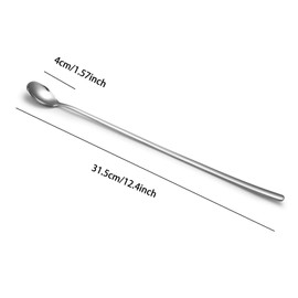 IMEEA Yogurt Spoon, Long Spoon, Bar Spoon, Parfait Spoon, 12.2 inches (31 cm), Stainless Steel, Dishwasher Safe, Silver