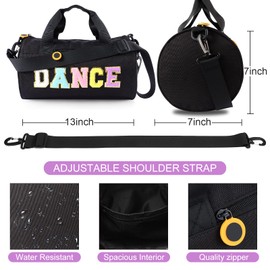 Dance Ballet Bag for Girls Sport Gym Duffle Bags Overnight Travel Bags Fun Dance Workout Duffel Bag Toddler Kid Cute Bag for Dancers, Girls, Teens, Student Athletes