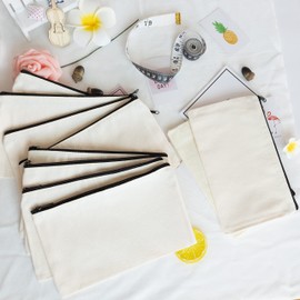 Aibeli DIY Blank Fabric Bag Small, Small Cosmetic Bag with Zip, Fabric Bag for Painting, Pencil Case, Small, Fabric Bag for Painting (21 x 13 cm), mixed, Fabric bag small