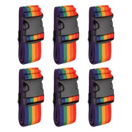 sourcing map 6pcs Luggage Straps Adjustable Buckle Luggage Connector Straps Nylon Suitcase Strap Luggage Connect Attachment Accessories for Luggage Wraps Suitcases and Bags, Rainbow Colors