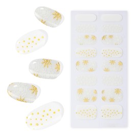 Topforce Gel Nail Seal, Curing Type, Nail Seal, Gel Nail, Just Stick (16 Pieces), Set of 5 with Mini Gel Lamp, Salon Quality, Waterproof, Nail Seal, Curing Type, Gel Nail Seal, For Hands, Popular