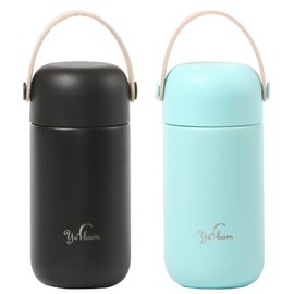 Yerbam 5.5oz Mini Tumbler Stainless Steel Vacuum Insulated Water Bottle Double Wall Thermos Flask Small Size BPA Free Leakproof (Blue-Black Combo)