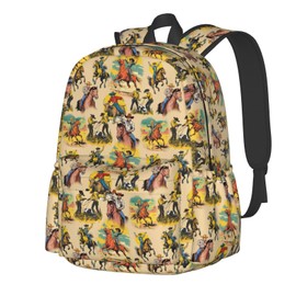Droerfes Western Cowboy Backpack School Bag Lightweight Bookbag Laptop Travel Daypack For Girls Boys Teens