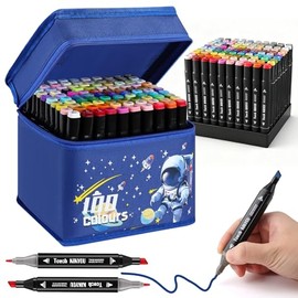 80Colores Plumones Doble Punta Pincel,80 coloresplumones dobles,plumones Adecuado para artistas, principiantes, estudiantes, dibujar, dibujar, garabatear, crear y diseñar (Azul)