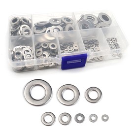 Washers Set, 180pcs Stainless Steel Washer Silver Metal Washer Assorted Flat Washers for Screws Bolts Home Kitchen Decoration…