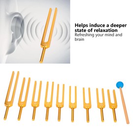 9 Pieces Tuning Fork Set, Aluminum Alloy Resonance Tuning Fork with Hammer Sound DNA Healing Therapy Tuning Fork for Healing 174Hz 285Hz 396Hz 417Hz 528Hz 639Hz 741Hz 852