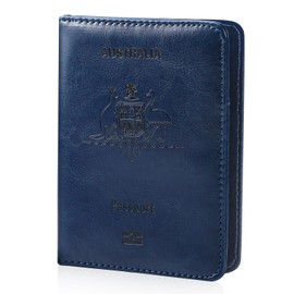 ILIYAH Passport Holder Compact RFID Passport Wallet Passport Protector Lightweight Leather Passport Covers with Card Slots Travel Holder(Navy)
