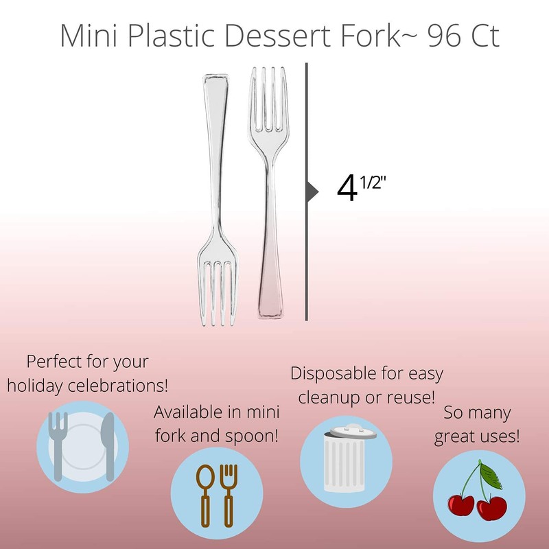 Exquisite Plastic Mini Forks, Clear, 96 Count